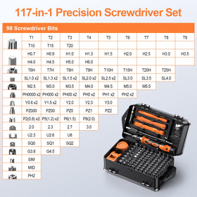 JOREST 98-bit set demonstrates diverse bit types for electronics repairs.