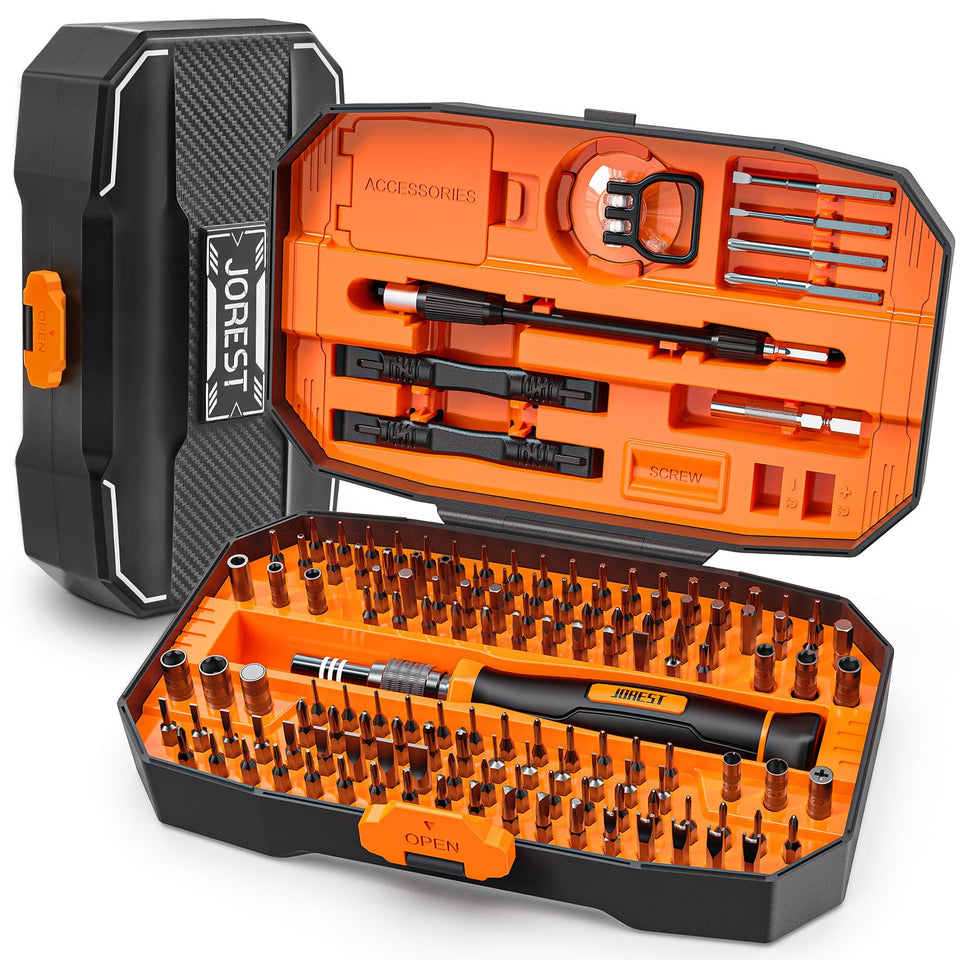 Jorest 152-in-1 screwdriver with rotatable handle for precise electronics repair.