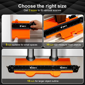 JOREST contour gauge 5-inch focus captures tight curves for small fixtures.