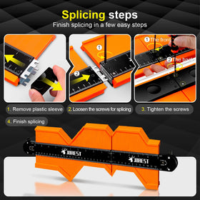 JOREST gauge in action for woodworking and tiling tasks.