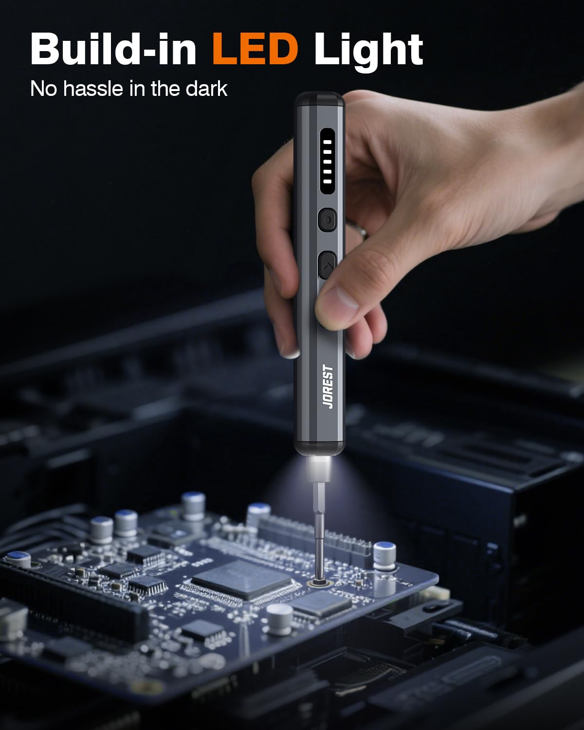 JOREST USB fast charging cable powers the screwdriver quickly for on-the-go repairs