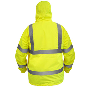 JORESTECH hi-visibility rain jacket back view showing coverage and fit