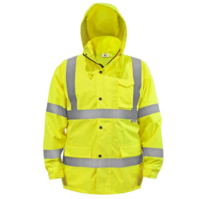 JORESTECH hi-visibility rain jacket front view with reflective panels for visibility