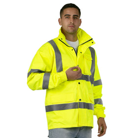 JORESTECH hi-visibility rain jacket concealed hood ready for sudden rain