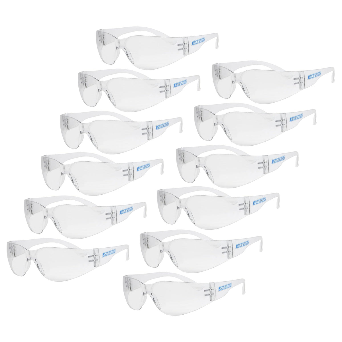 JORESTECH safety glasses with wraparound coverage for all-day comfort.