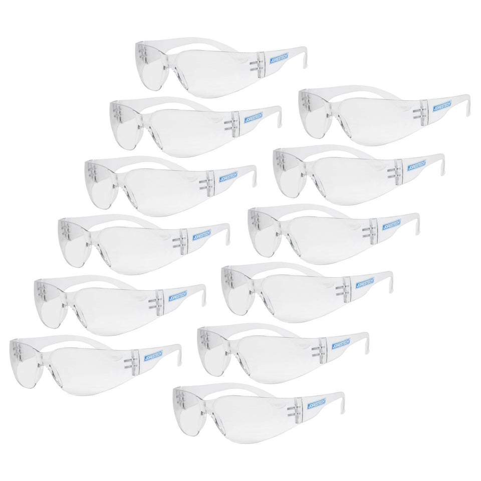 JORESTECH safety glasses with wraparound coverage for all-day comfort.