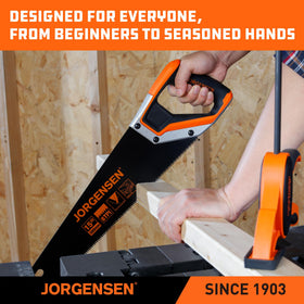 Jorgensen 15in hand saw woodworking detail offers reliable performance.