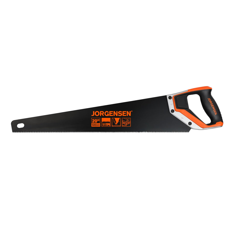 Jorgensen 20-inch hand saw blade cuts wood smoothly with less effort.
