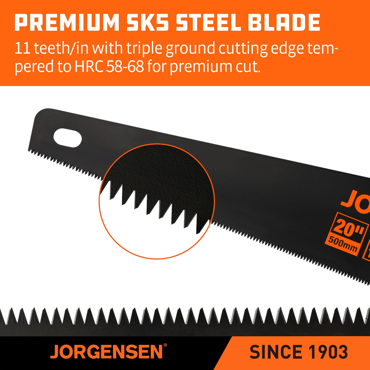 Jorgensen ergonomic handle provides comfortable grip for extended work sessions.