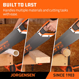 Saw in action cutting plywood panels with precise straight lines.