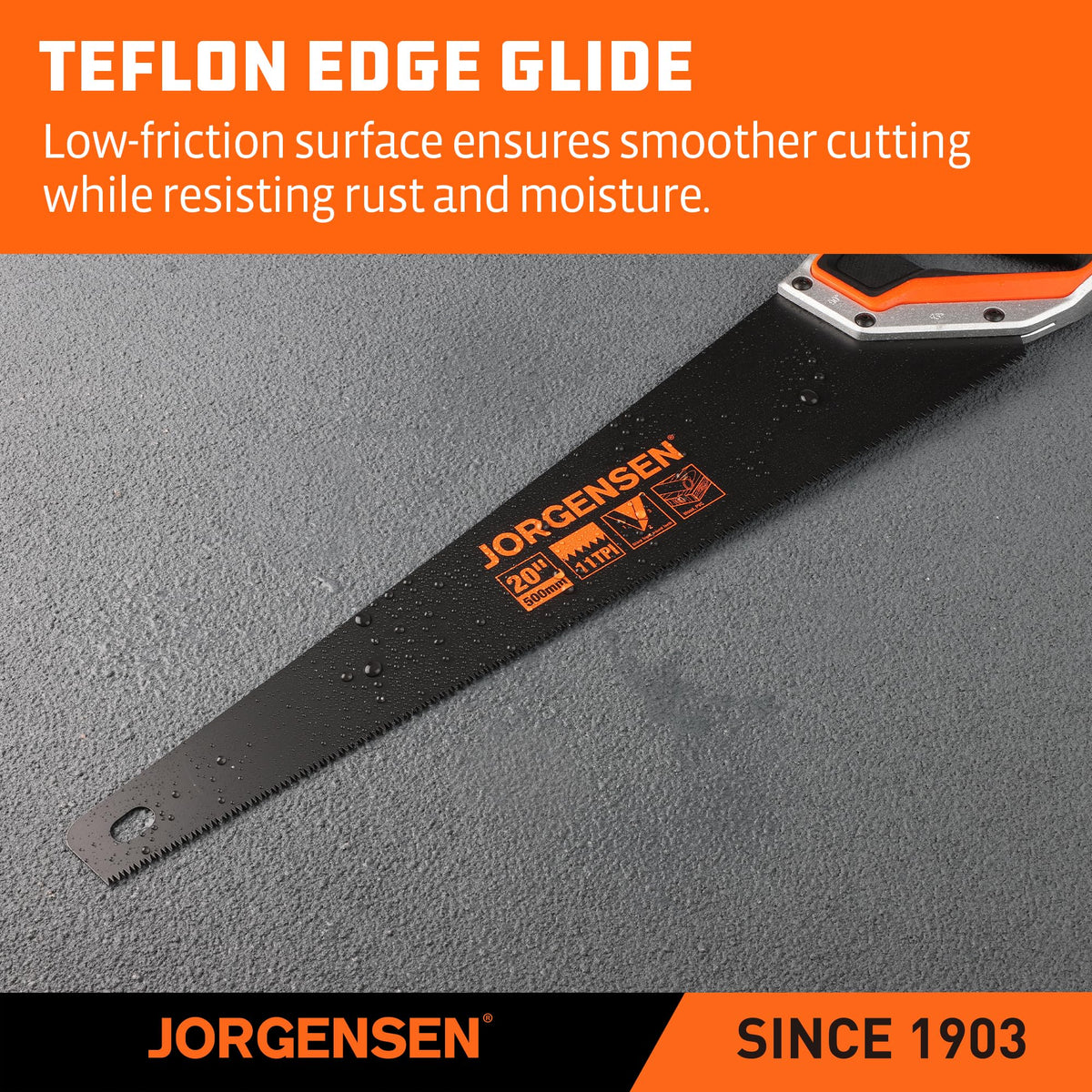 Close-up of teeth shows triple-ground 11 TPI for efficient, clean cuts.
