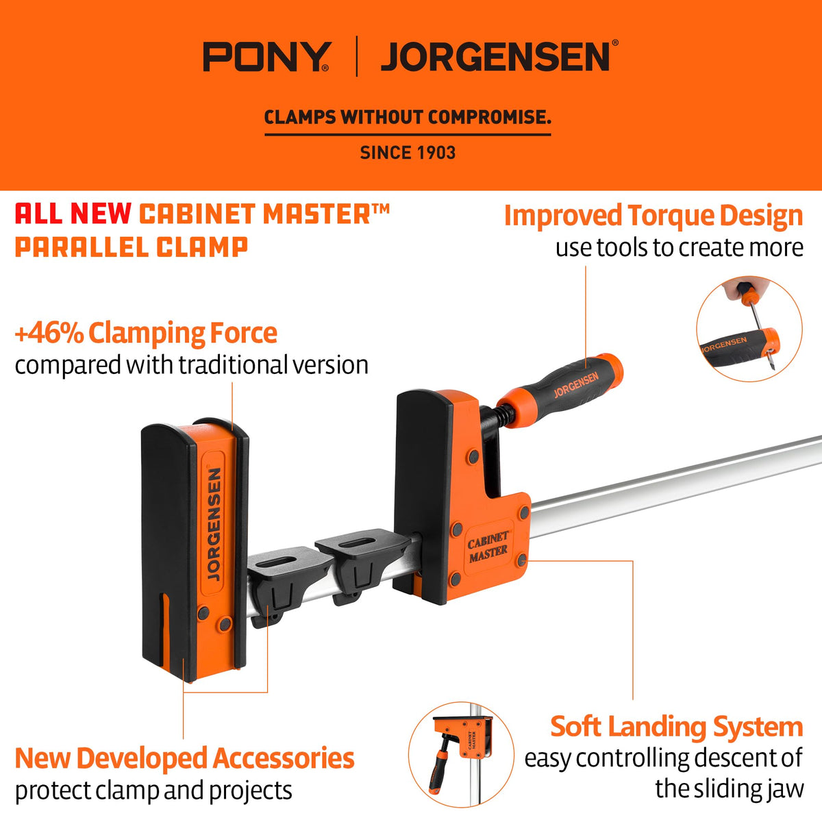 Jorgensen clamp quick-release handle for fast adjustments during assembly