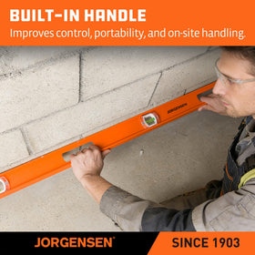 Jorgensen level's built-in handle holes simplify transport on site.