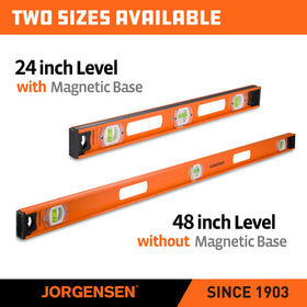 Jorgensen orange powder-coated surface boosts visibility during low-light work.