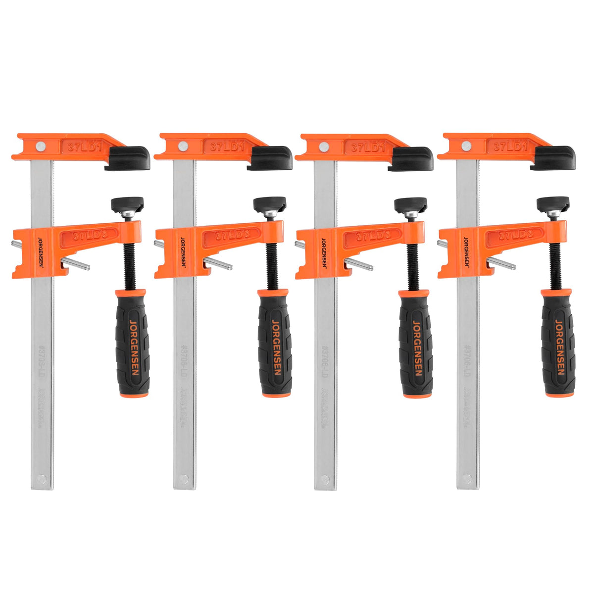 Jorgensen 6-inch bar clamp set four-pack ready for woodworking glue-ups
