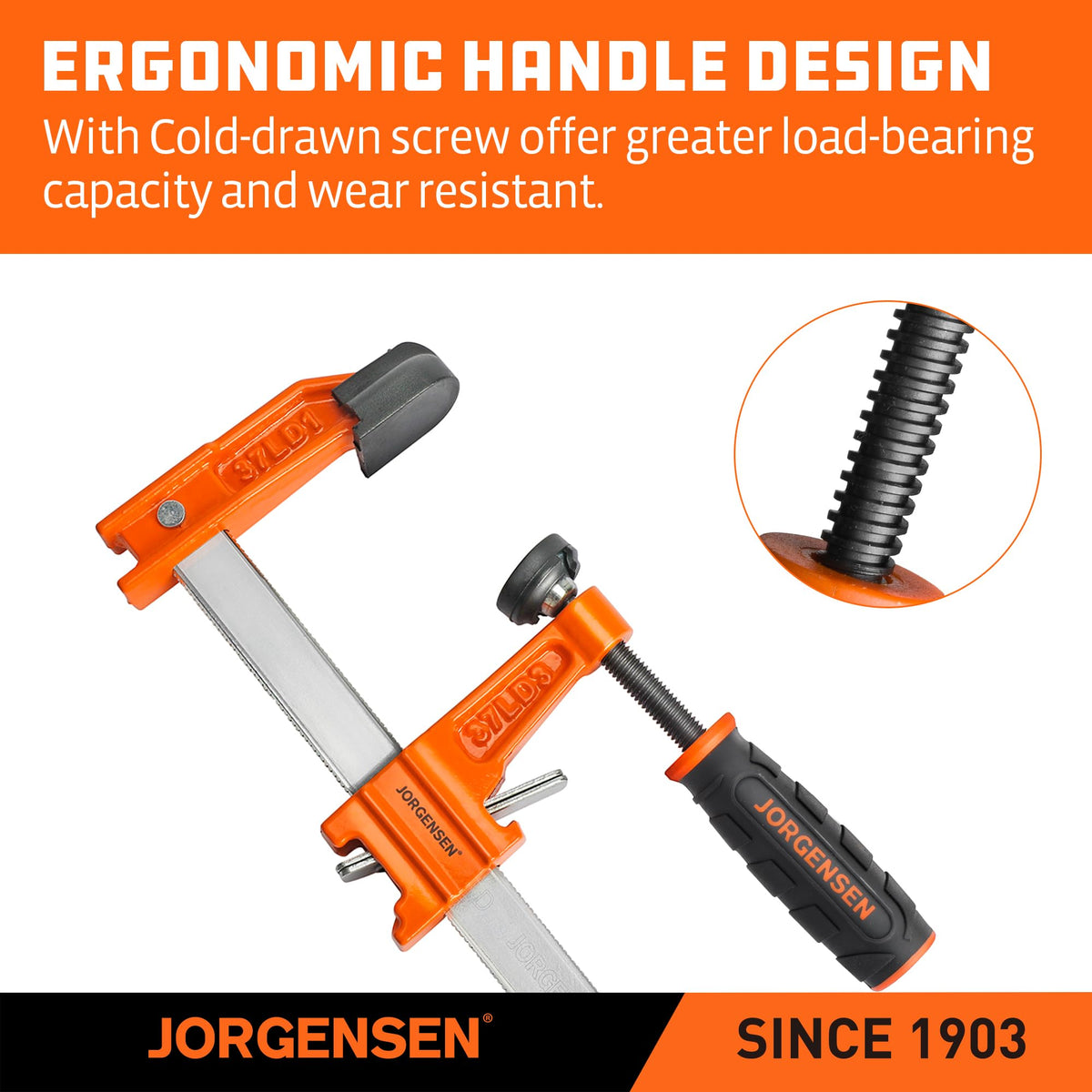 Bar clamp with threaded design for secure position on the rod