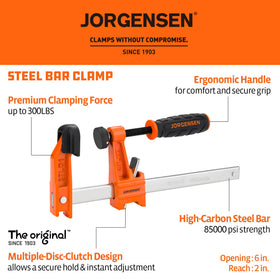 Jorgensen clamp shows 2-inch throat depth for precise hold