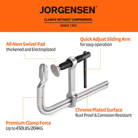 Jorgensen bar clamps with 3-inch throat depth for precise narrow assemblies.
