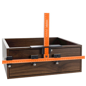Jorgensen cabinet hardware jig tool featuring durable aluminum construction for stable drilling.