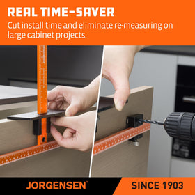Jorgensen easy-adjust guides enable quick setup for various cabinet configurations.