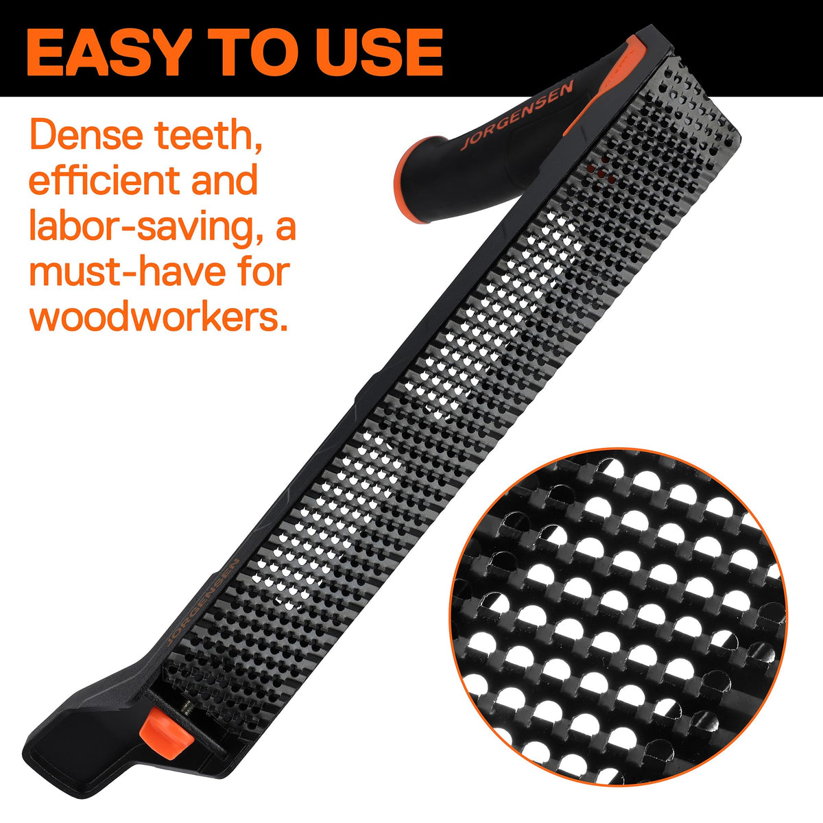 Jorgensen ergonomic TPR-handle delivers comfortable grip for extended use.