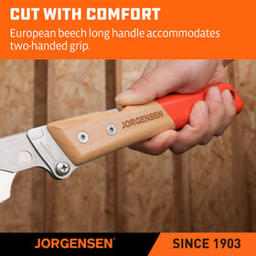 Compact folding system of Jorgensen saw for easy portability