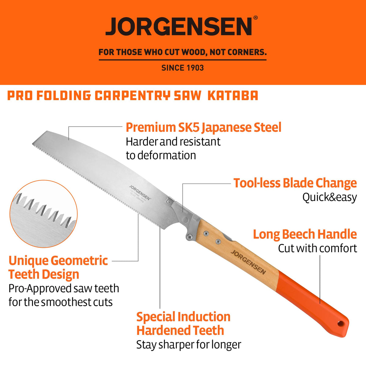 Jorgensen Kataba blade SK5 detail for long lasting sharpness