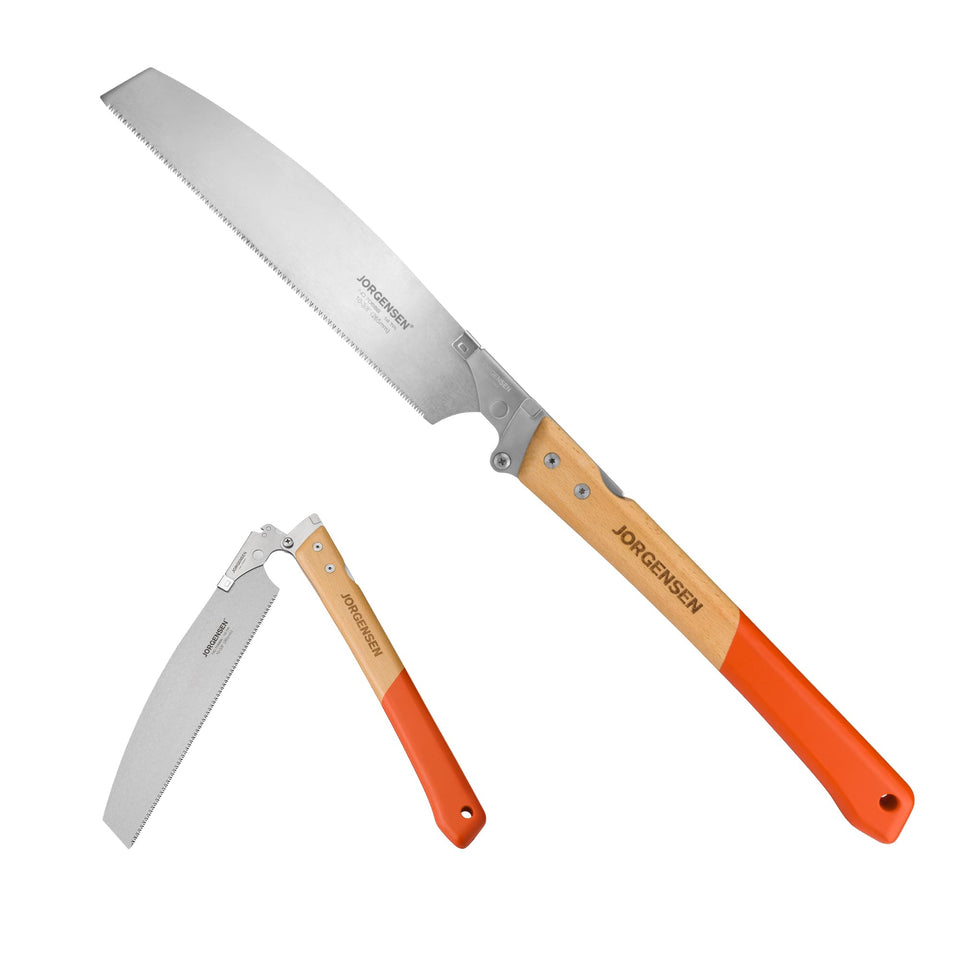 Jorgensen Kataba folding saw in closed case showing compact portability