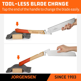 Compact folding design shown in use, convenient for on site trimming