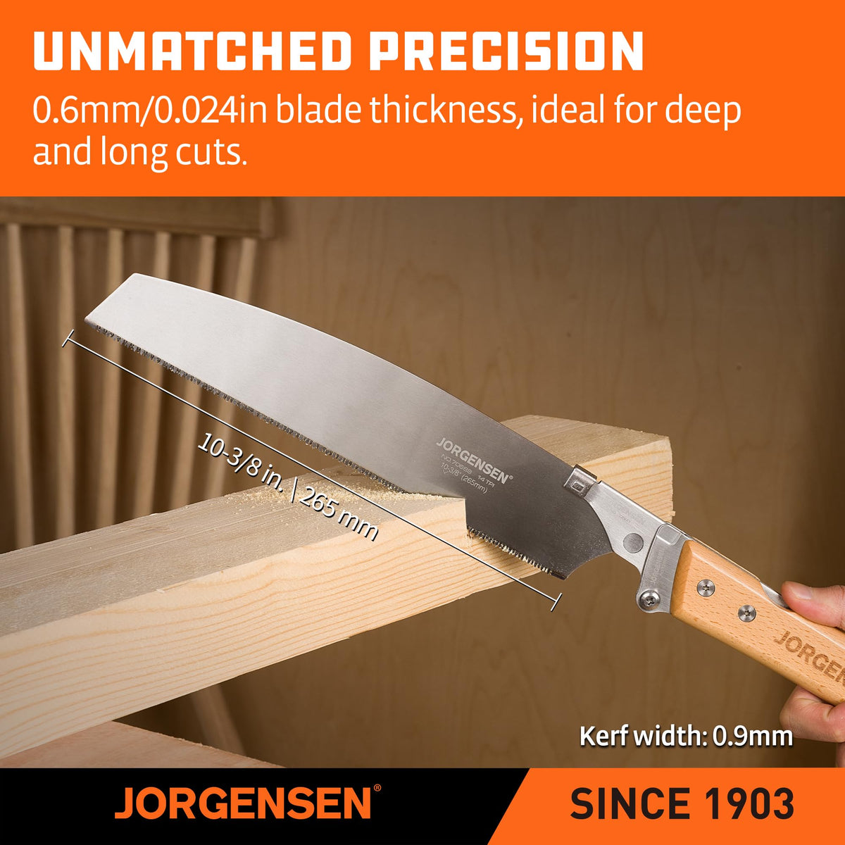 Soft grip beech handle provides comfortable control during extended use