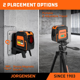 Jorgensen self-leveling mode speeds accurate horizontal layouts.
