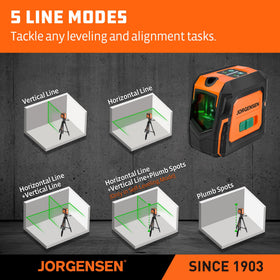 Jorgensen green laser target improves visibility in bright rooms.