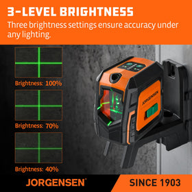 Jorgensen iron wall mount plate anchors the level securely.