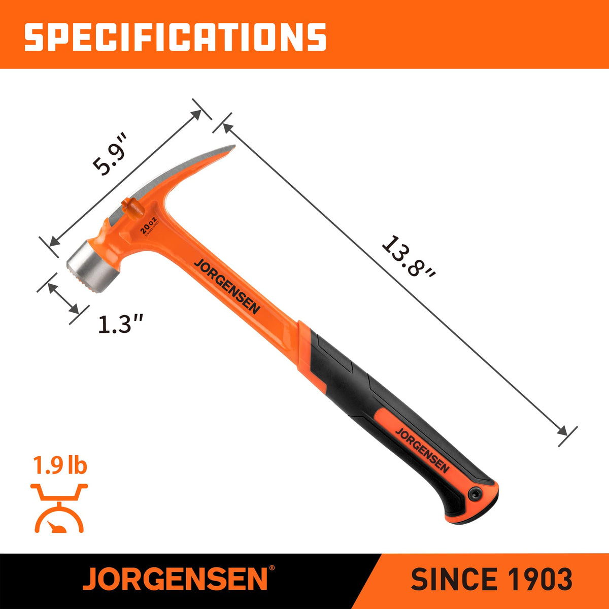 Jorgensen hammer with magnetic nail holder enabling one-handed nail starts