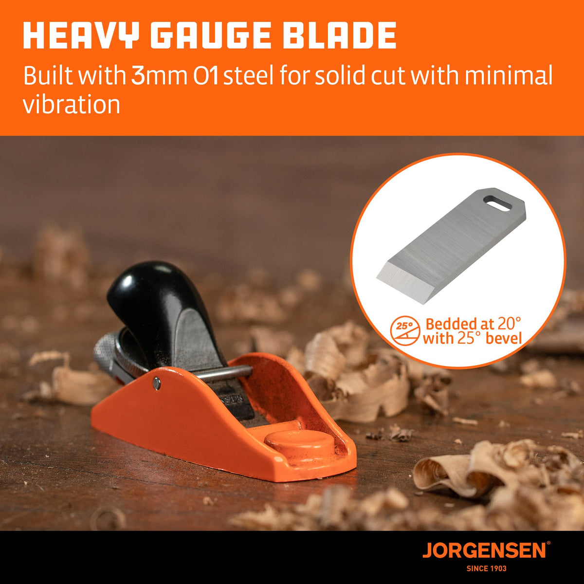 Jorgensen No.101 mini wood planer flat bottom ensures stable planing surface.