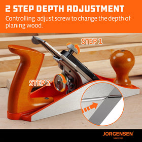 Jorgensen No.4 beech wood handle offers comfort and control during planing
