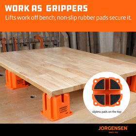 Jorgensen non-slip rubber pads keep work secure for clean finishes.
