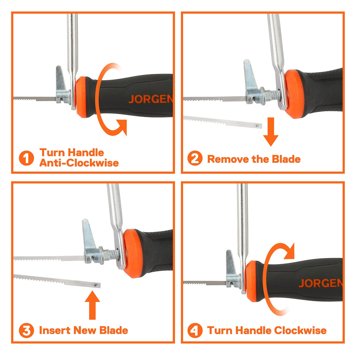 Jorgensen Pro Coping Saw easy blade installation without tools