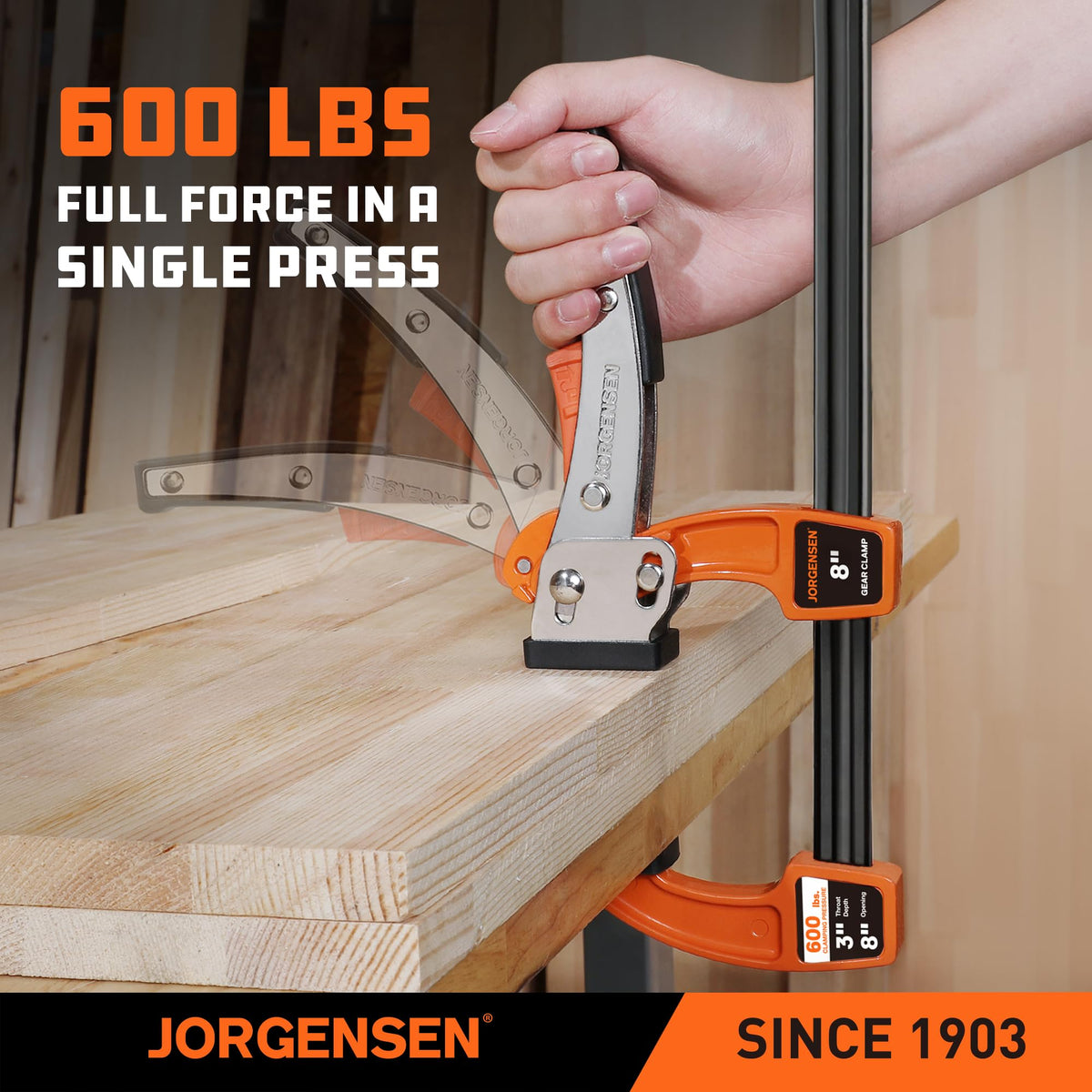 Ergonomic release handle offers controlled, smooth clamping action.