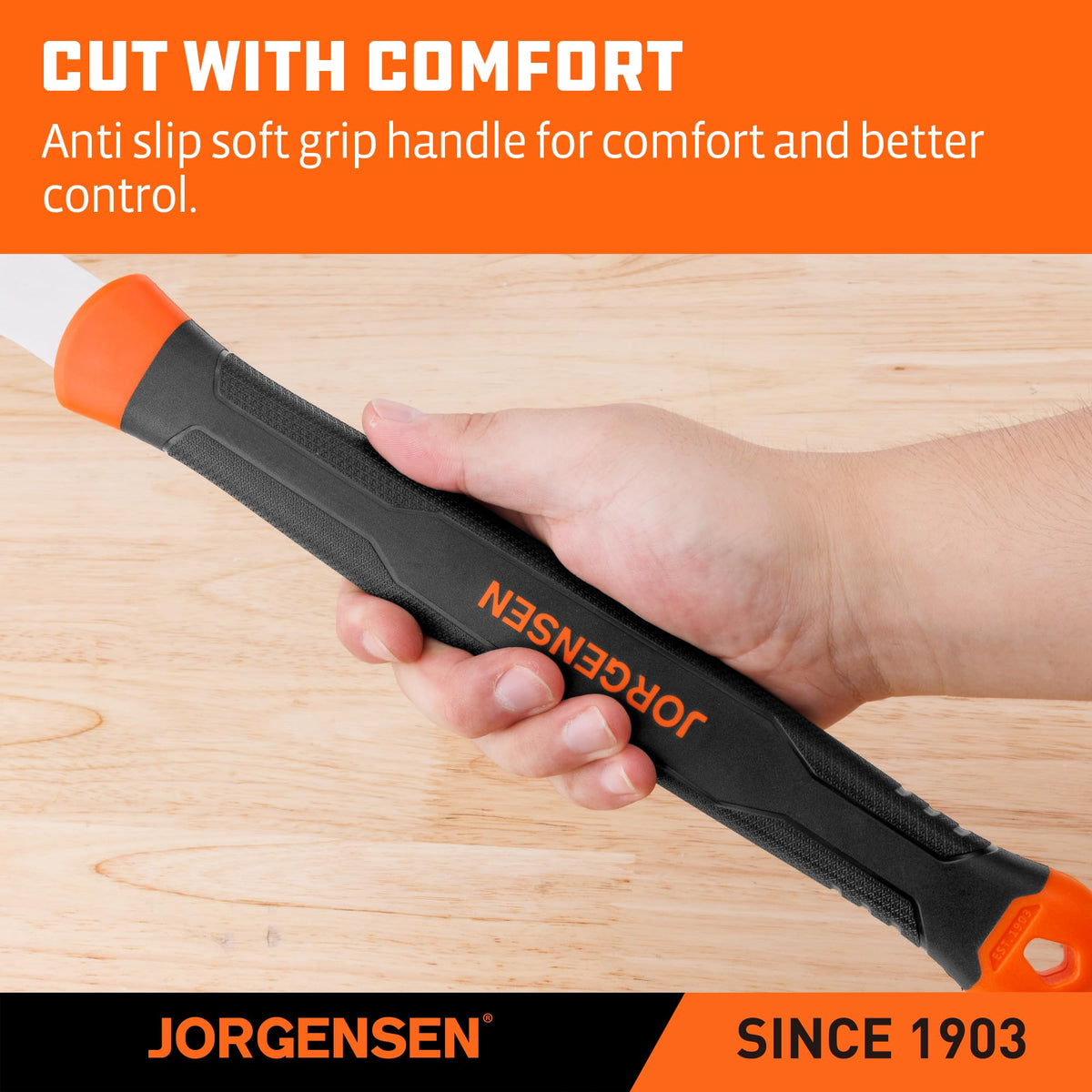Jorgensen pull saw in woodworking setup demonstrates smooth, precise cuts.