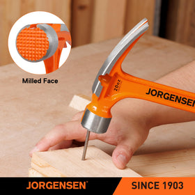 Jorgensen hammer with shock-absorbing grip reduces vibration during heavy pounding
