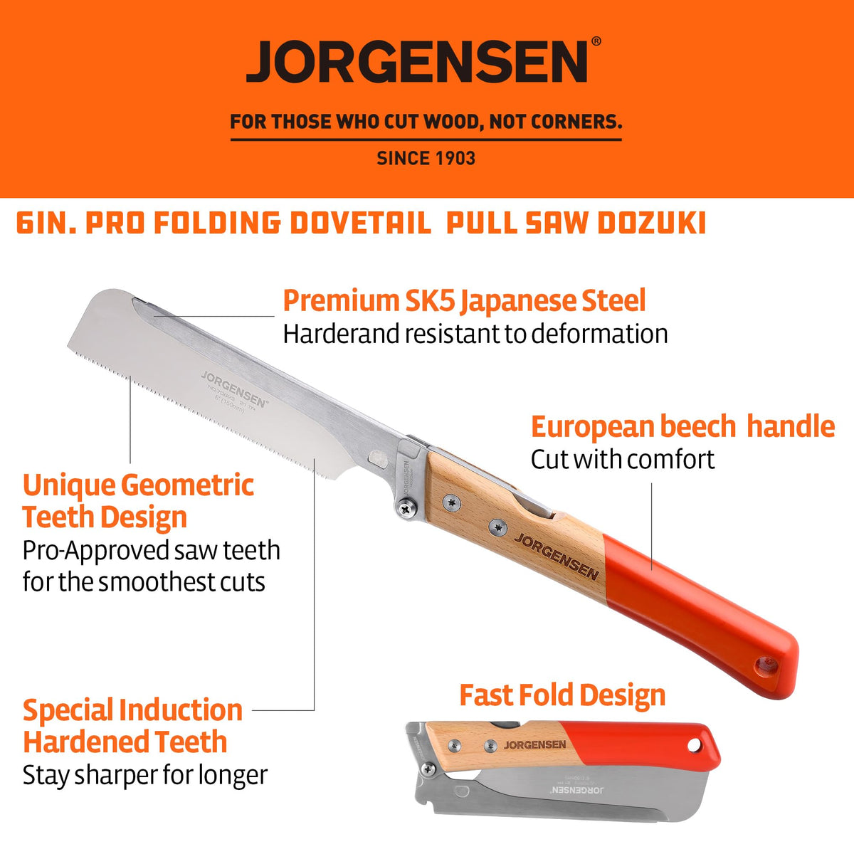 Close-up of Jorgensen SK5 steel blade showing durability