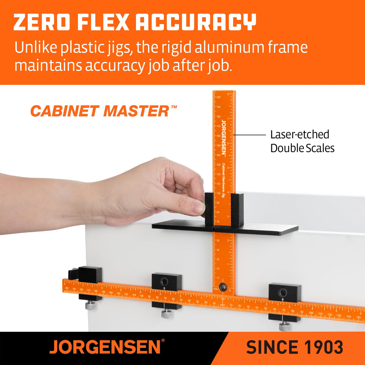 Jorgensen sliding drill guides glide smoothly and lock securely for repeatable hole placement.