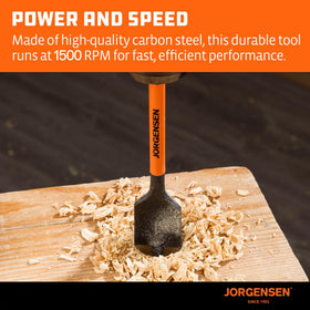Jorgensen 1/4-inch hex shank spade bits designed for quick-change drills.