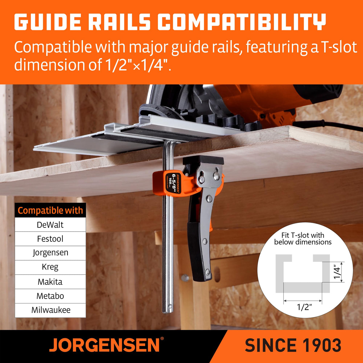 Jorgensen throat depth 2-7/8 inches clamps tall workpieces confidently.