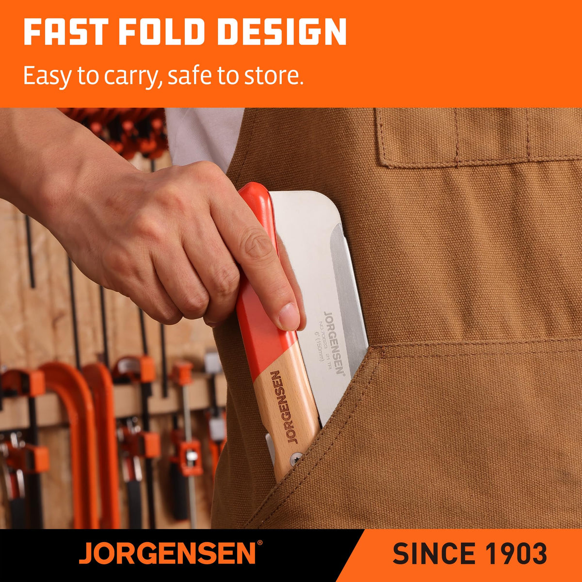 Tool-less blade-change mechanism on Jorgensen folding saw