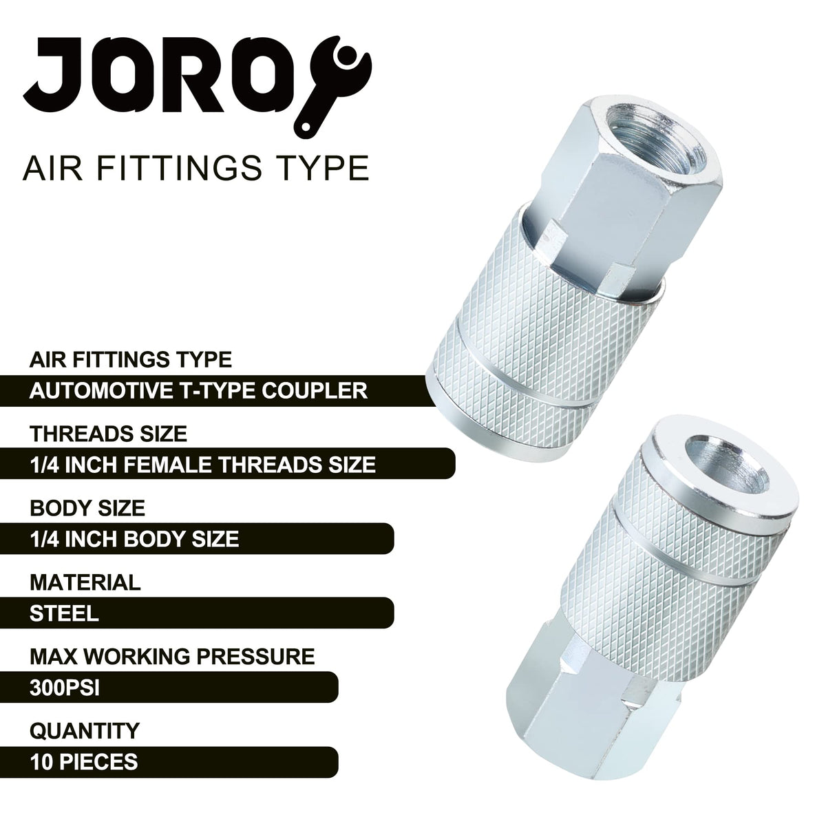 JOROY 1/4-inch NPT female thread detail for secure tool fittings