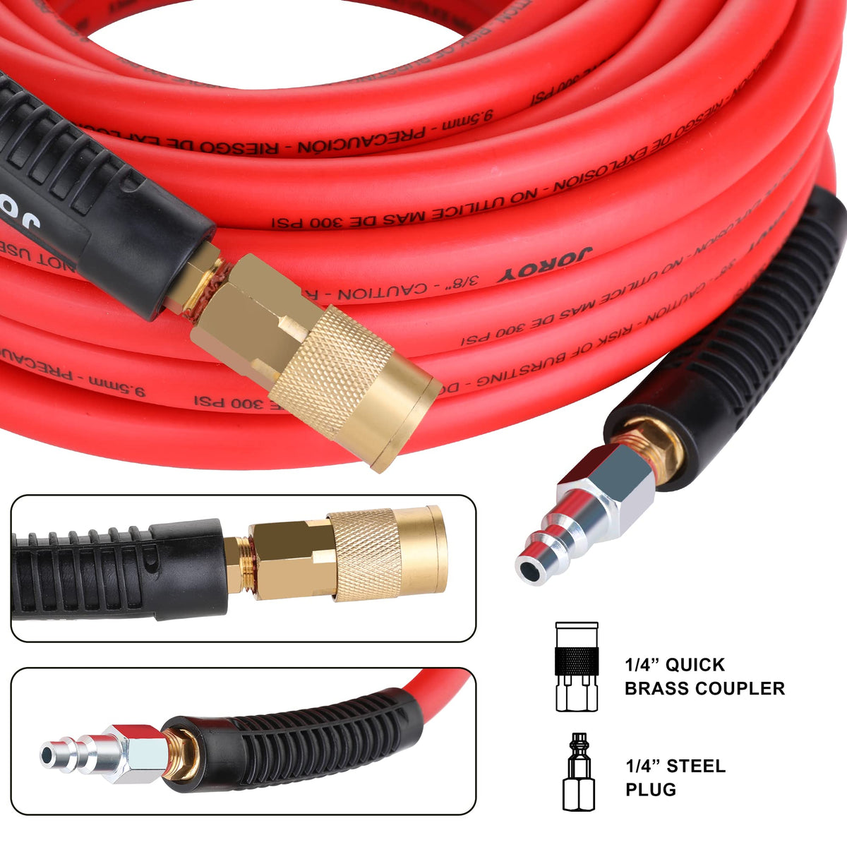 JOROY hose quick coupler end with 1/4-inch brass connection for easy setup