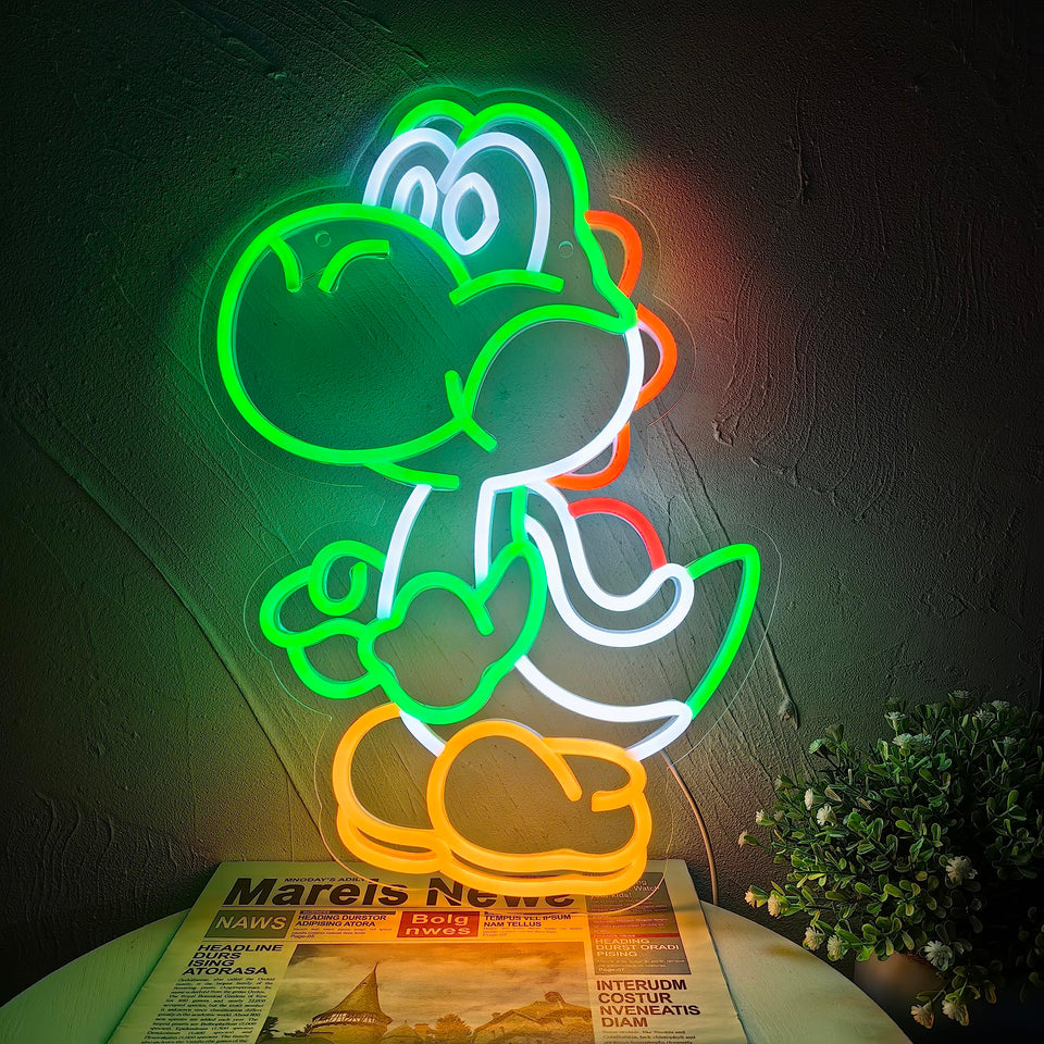 JOSEBRU dinosaurs neon sign adds vivid ambient lighting to a kid's room.