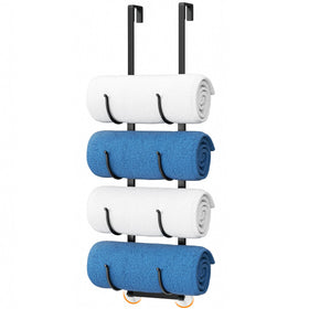 Josmimic over-the-door four-tier towel rack keeps towels neatly within reach.